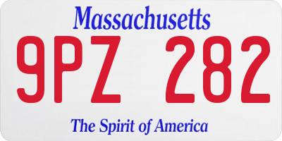 MA license plate 9PZ282