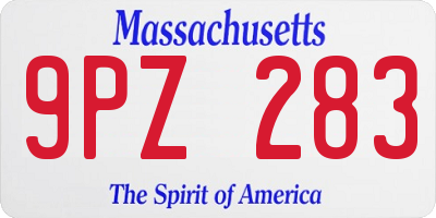 MA license plate 9PZ283