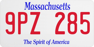 MA license plate 9PZ285