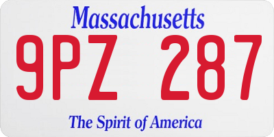 MA license plate 9PZ287