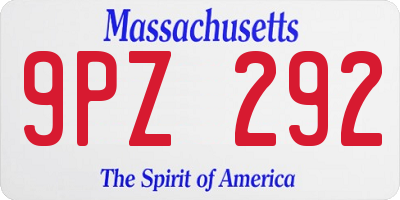 MA license plate 9PZ292