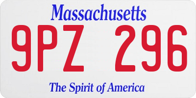 MA license plate 9PZ296