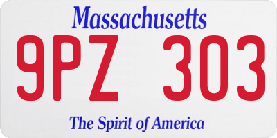 MA license plate 9PZ303