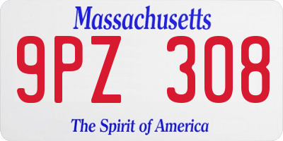 MA license plate 9PZ308