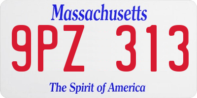 MA license plate 9PZ313