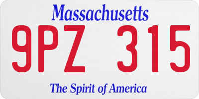 MA license plate 9PZ315