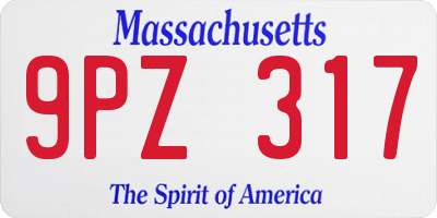 MA license plate 9PZ317