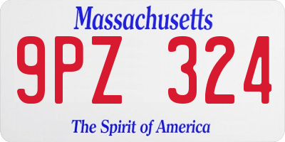 MA license plate 9PZ324
