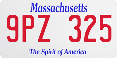 MA license plate 9PZ325