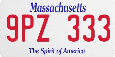MA license plate 9PZ333