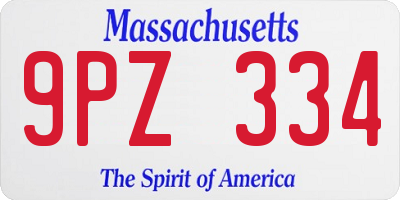 MA license plate 9PZ334