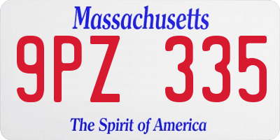 MA license plate 9PZ335