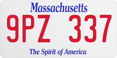 MA license plate 9PZ337