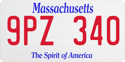 MA license plate 9PZ340