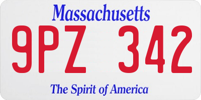 MA license plate 9PZ342