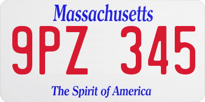MA license plate 9PZ345