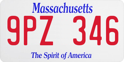 MA license plate 9PZ346