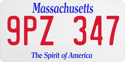 MA license plate 9PZ347