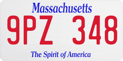 MA license plate 9PZ348