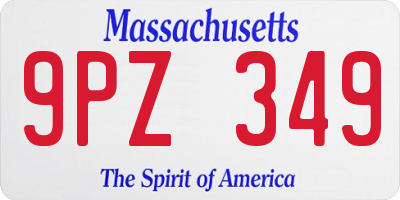 MA license plate 9PZ349