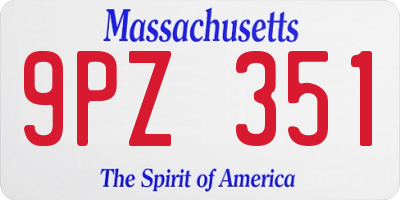 MA license plate 9PZ351