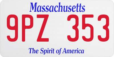 MA license plate 9PZ353