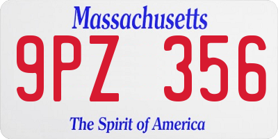 MA license plate 9PZ356