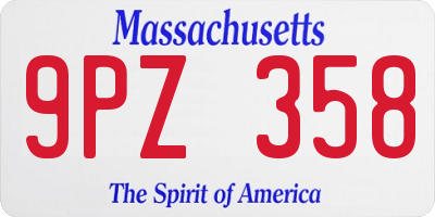 MA license plate 9PZ358
