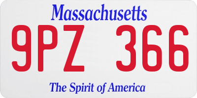 MA license plate 9PZ366