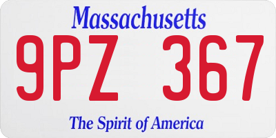 MA license plate 9PZ367