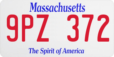 MA license plate 9PZ372