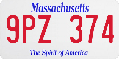 MA license plate 9PZ374