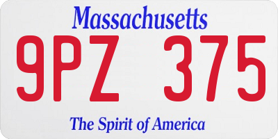 MA license plate 9PZ375
