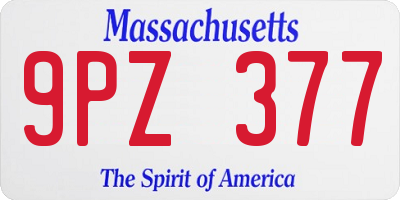 MA license plate 9PZ377