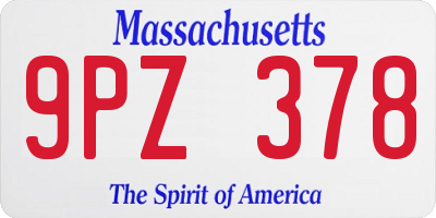 MA license plate 9PZ378