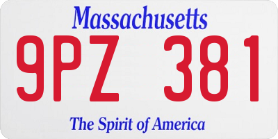MA license plate 9PZ381