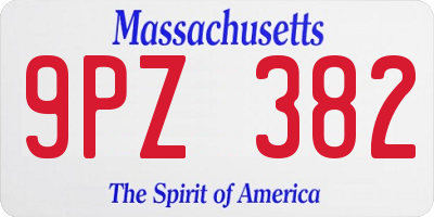 MA license plate 9PZ382