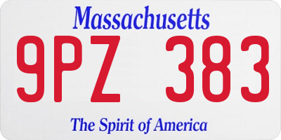 MA license plate 9PZ383