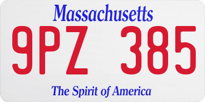 MA license plate 9PZ385