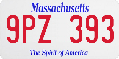 MA license plate 9PZ393