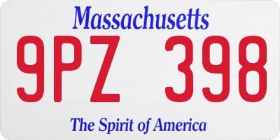 MA license plate 9PZ398
