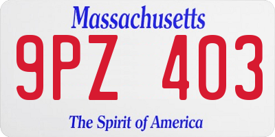 MA license plate 9PZ403