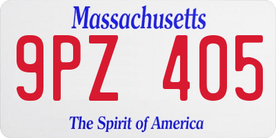 MA license plate 9PZ405