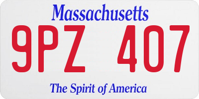 MA license plate 9PZ407