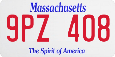 MA license plate 9PZ408