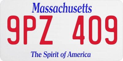MA license plate 9PZ409