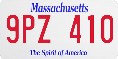 MA license plate 9PZ410