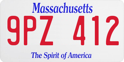MA license plate 9PZ412