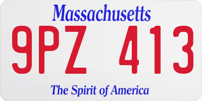 MA license plate 9PZ413
