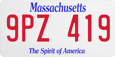 MA license plate 9PZ419